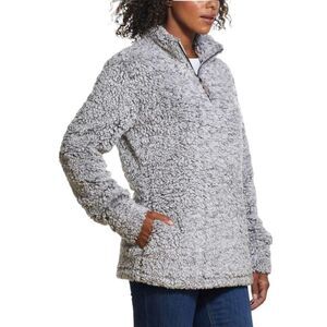 Weatherproof Vintage Women's 1/4 Zip Faux Fur Cozy Fleece Jacket Small  Gray XXL